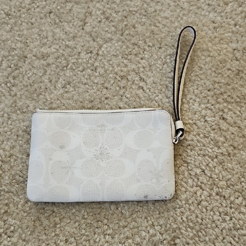 Coach Ivory Wristlet with Logo Pattern